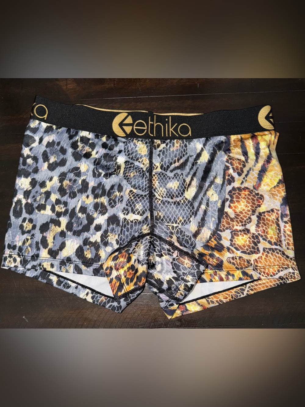 ethika Leopard & Snake Print Boxer Briefs in Black, Gray, Gold
